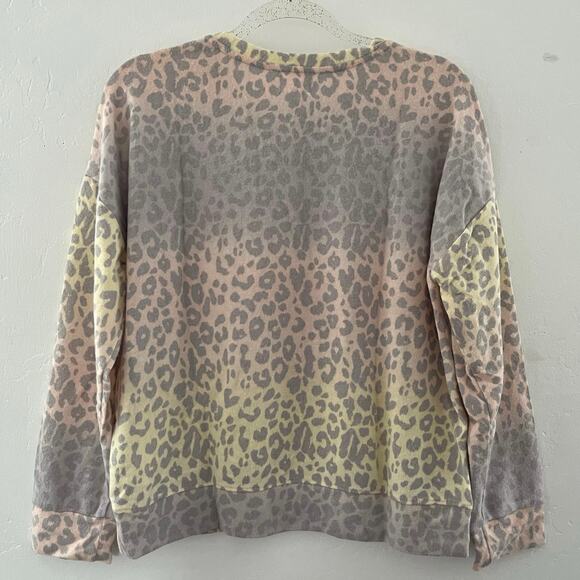 Sundry Leopard Print Sweater Soft Pullover Sweatshirt Rainbow Ombré Medium NWT - Picture 9 of 9